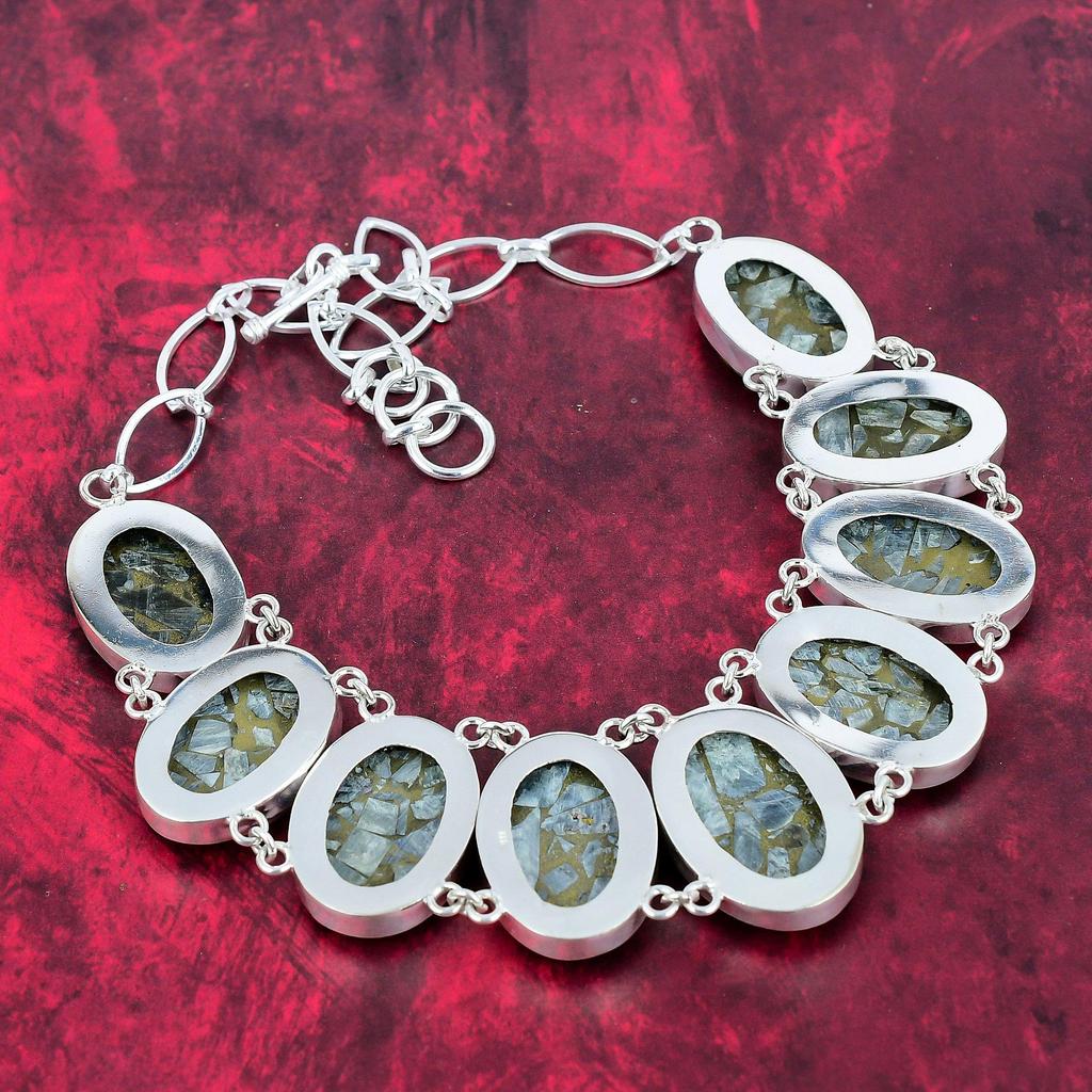 Kupfer Seraphinit Halskette Edelstein Schmuck, 925 Sterling Silber Halskette, verstellbare handgemachte Kette Halskette Geschenk für Frau Schmuck
