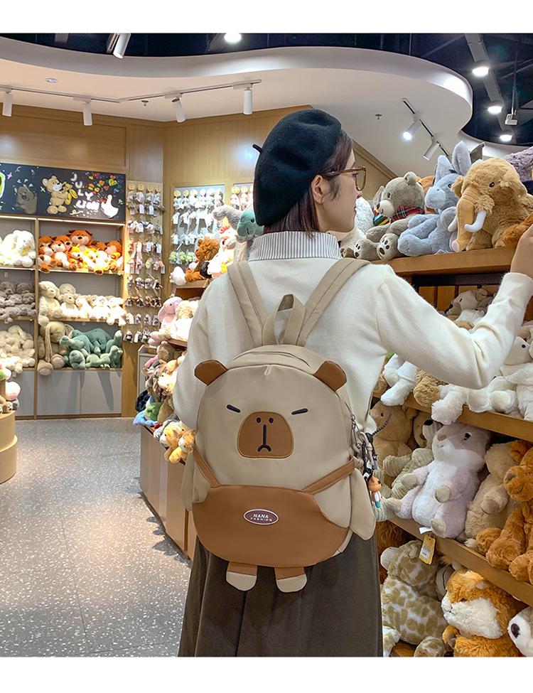 2025 Capybara Cartoon Women's Street Trend Large-Capacity Casual Backpack