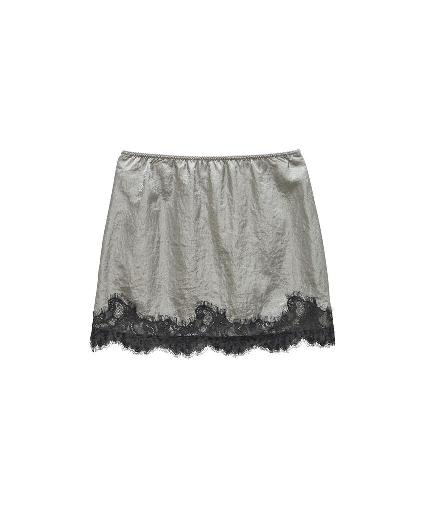 Salon De Yon Banding Lace Satin Skirt_ Gray