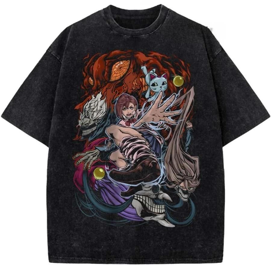 

Funny Animen Dandadan Print Tshirts Men Women Washed Vintage Tees Hip Hop Fashion Oversized Street Short Sleeve Harajuku Tops S