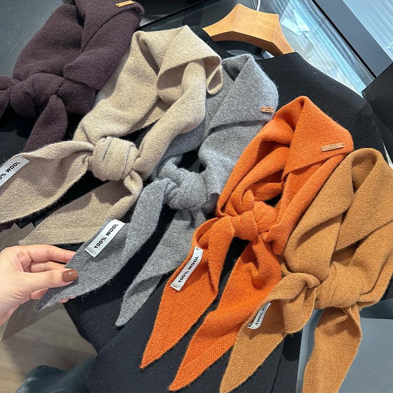 Gestrickter Schal für Damen, 100 % Wolle, warme Winterschals, helles, einfarbiges Design, verdickter Schal, weicher Kaschmir, Pashmina-Hals, NEU