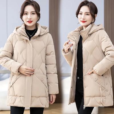 2025 New Winter Autumn Women Jacket White Duck Down Hoodies Puffer Jackets Long Coats Warm Windproof Coats Outwear