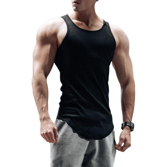Erkekler Yaz Yelek O-Boyun Kolsuz Slim Fit Tank Üstleri Geniş Omuz Askıları Nervürlü Düz Renk Rahat Spor Yelek Çabuk Kuruyan Spor Üst