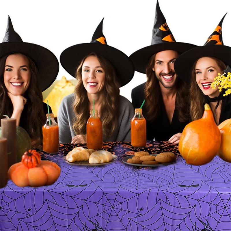 WTEMPO Halloween Spinnennetz Tischdecke Rechteckig Plastik Spinnennetz Tischdecke Große Größe Tischdecken für Heimdeko Halloween Party Dekorationen