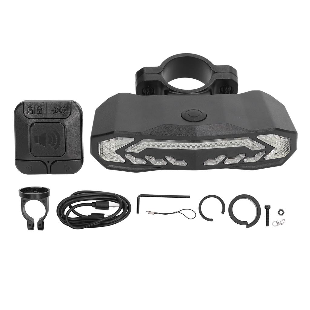 Multifunkční chytré zadní brzdové světlo na kolo s dálkovým ovládáním, funkcí protizlodějského alarmu, 6 výstražných režimů