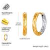 New Two Tone Circle Hoop Earring for Women, Hammered Stainless Steel Women's Mini Huggie Earrings, Gold Plated Small Hoops