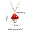 Cute Red Painting Cartoon Mushroom Necklace Simple Resin Metal Necklaces For Women Girls Fashion Jewelry