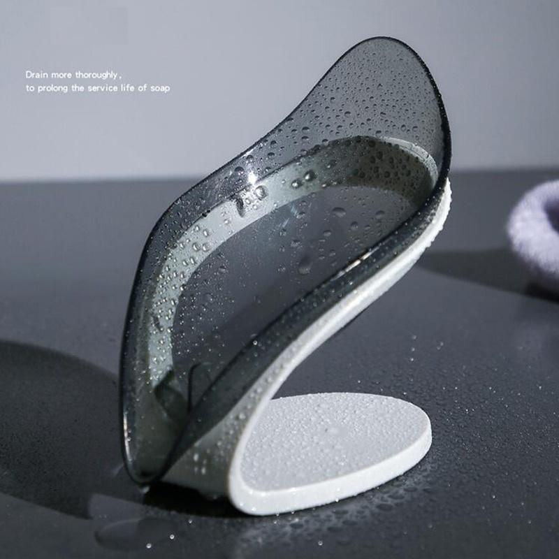 1pc Drain Soap Holder Box Bathroom Shower Soap Storage Tray Rack Ledge Leaf Shape Plastic Drainage Accessory