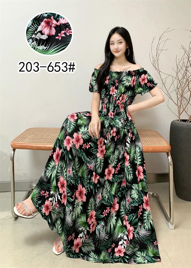 Off-Shoulder One-Neck Cotton Silk Dress Children's Summer Dress Bohemian Island Vacation Dress Travel Beach Dress