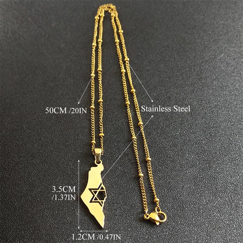 Stainless Steel Israel-Palestine Map Pendant Necklace - Fashionable and Unique Design