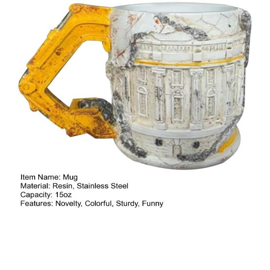 Cupa de Cafea cu Tematică Construcții Excavator Demolare 3D cu Imprimeu „Cineva a Mințit” 15 oz Cadou Inedit pentru Fanii Muncitorilor în Construcții