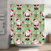 Santa Claus Reindeer Christmas Shower Curtain Set for Bathroom Decor Green Snowflake Pattern Bath Mat Tissue Holder 24 Hooks Non
