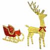 Reindeer Pulled Sled Warm White 151 X 28 X 128.5 Cm Fabric
