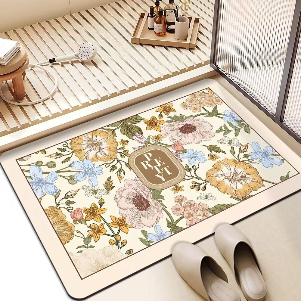 American Flower Light Luxury Advanced Sense Bathroom Absorbent Mat Dirty Non-slip Mat Toilet Quick Dry Good Care Door Mat