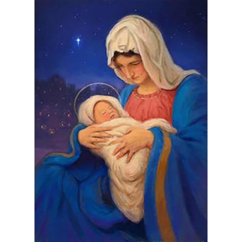 DIY 5D diamantmaleri helrundt borekorsstingsett Diamantbroderi Religion Mosaikk Portrett Hjemmedekor Veggkunstgave