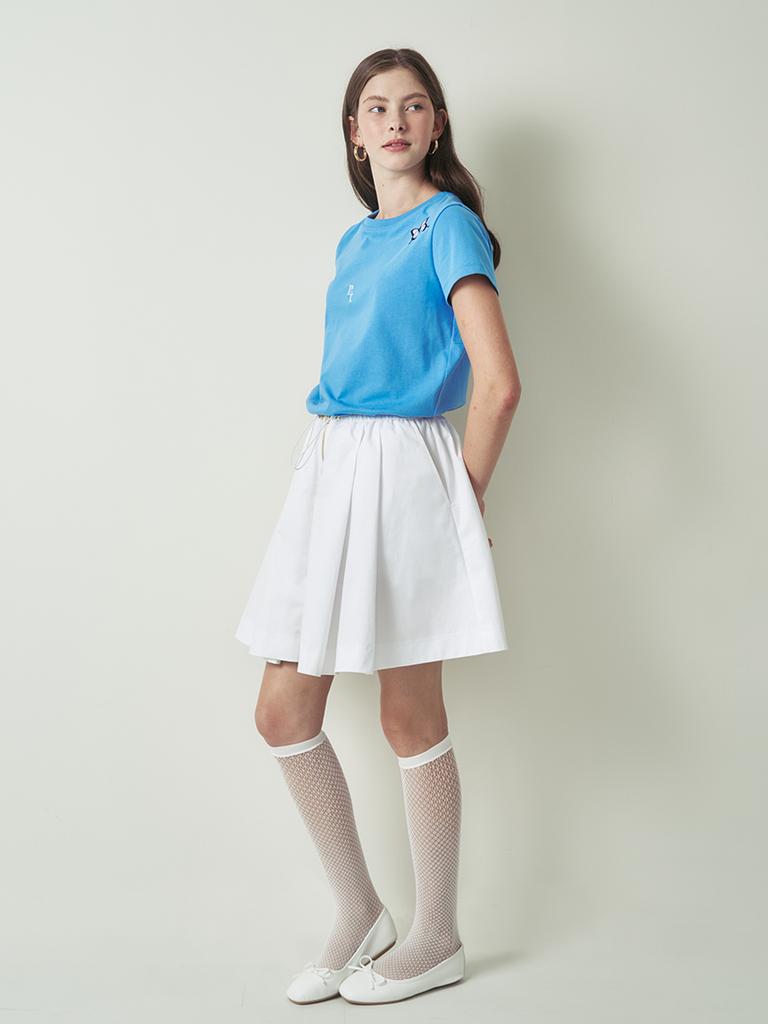 Leupeulle Zipper Flare Mini Skirt (White)