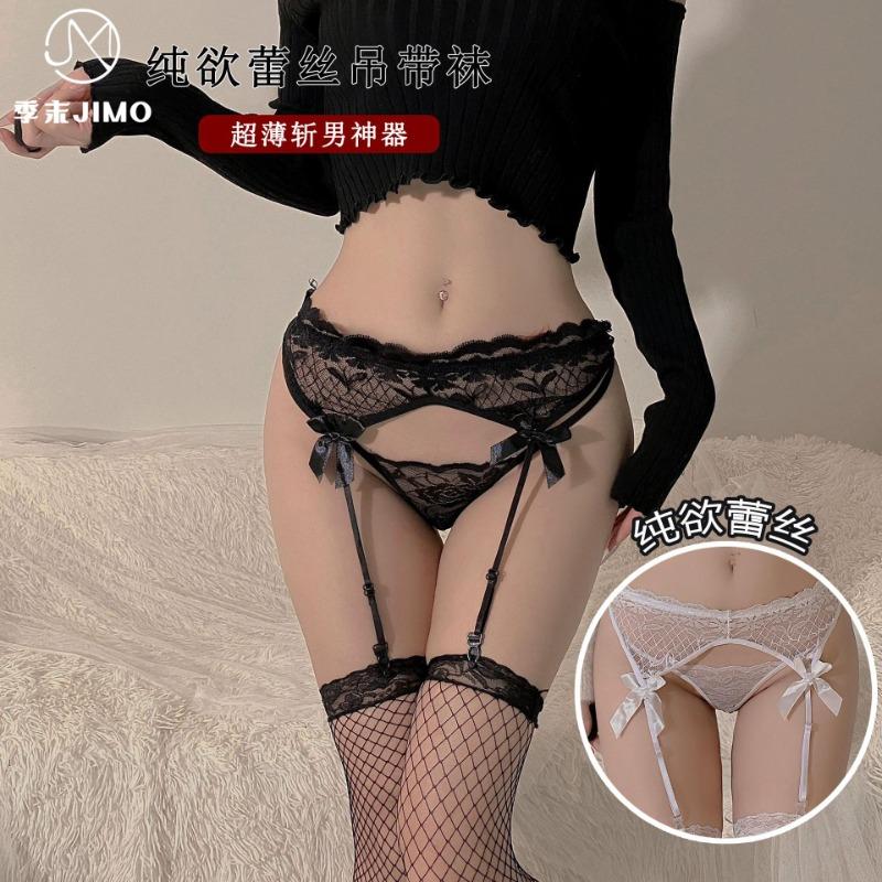 Sexy Underwear Garters Women's Sexy Perspective Lace Bow Stockings Mesh Socks One-piece Suit Women