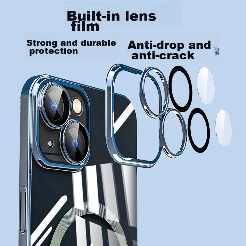 HotFire IPhone 15 Case, IPhone 15 Protective Cover, Electroplated Magnetic Anti-Drop Upgraded Lens Full Protection Transparent Case - Midnight Black