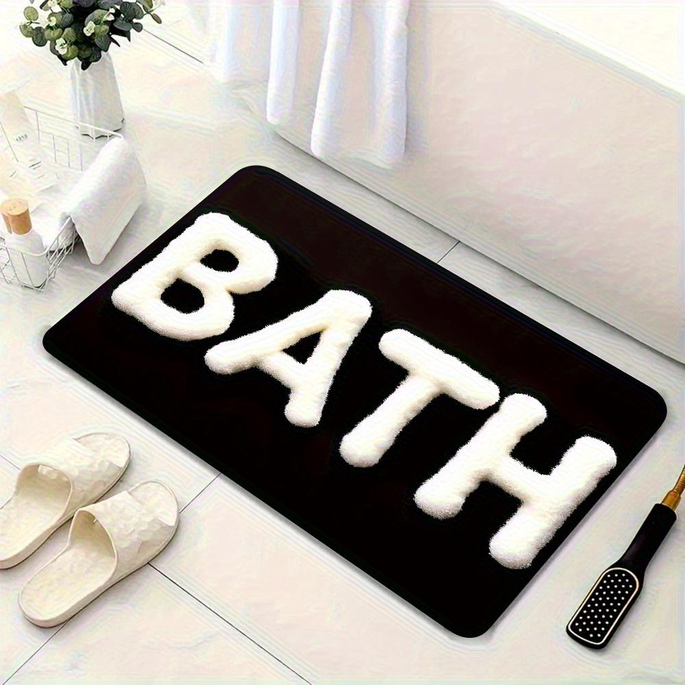 "BATH" Doormat, Quick-Dry Non-Slip Bath Rug, Modern Black White Door Carpet for Bathroom Entryway