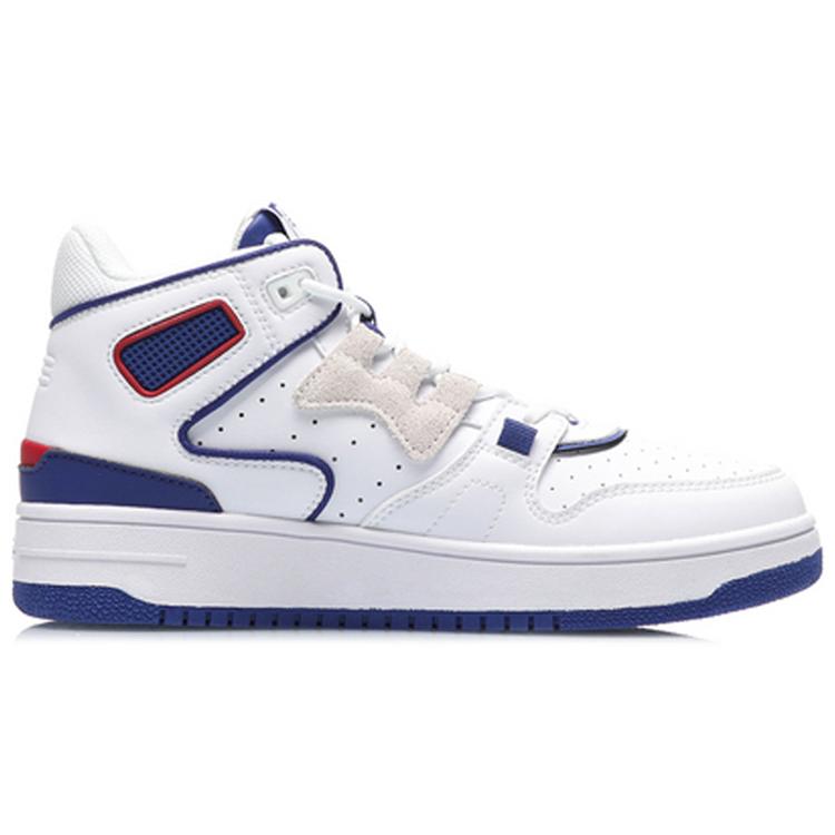 New LiNing Attack 2020 Cushioning Anti Slip And Wear Resistant Mid Top Vintage Basketball Shoes Women's White Blue AGBQ116-1