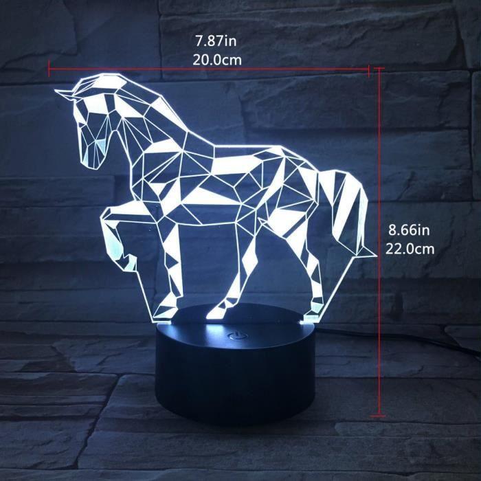 Lampe de nuit - LED - 3D Illusion - 7 couleurs - Tactile - Rechargeable USB