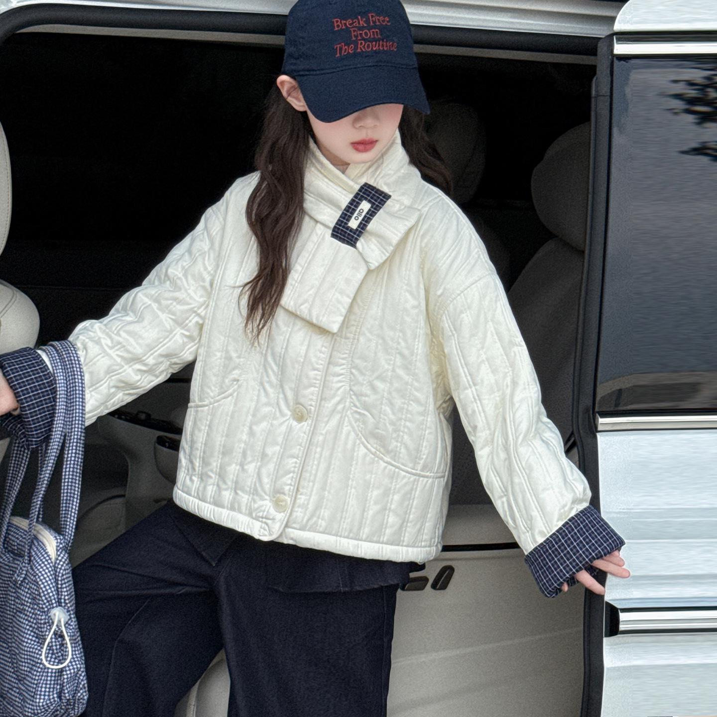 

Стильная теплая хлопковая куртка для девочек 2025 года - для ношения осенью/зимой 140 cm абрикосовый