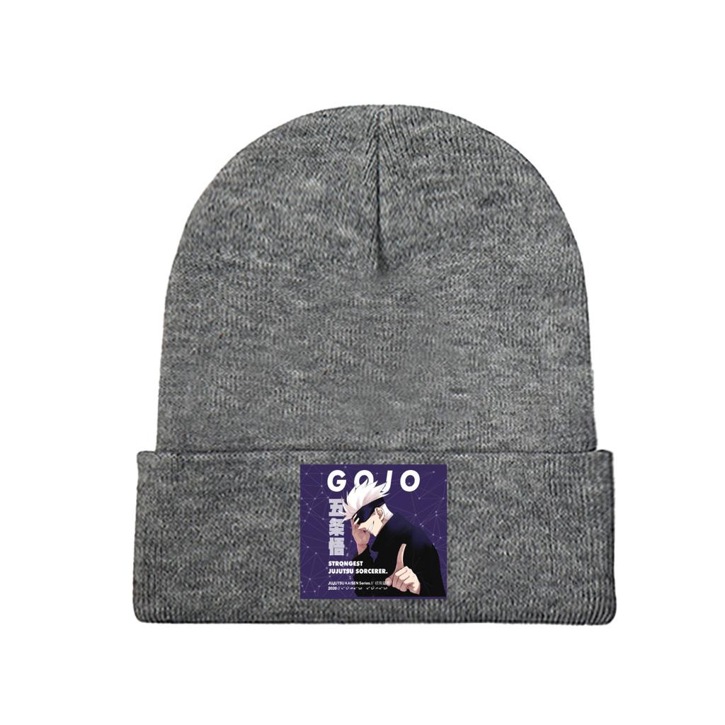 Jujutsu Kaisen Gojo Satoru Knitted Caps for Women Unisex Beanie Winter Hat Polyester Anime Japan Manga Hip Hop Caps