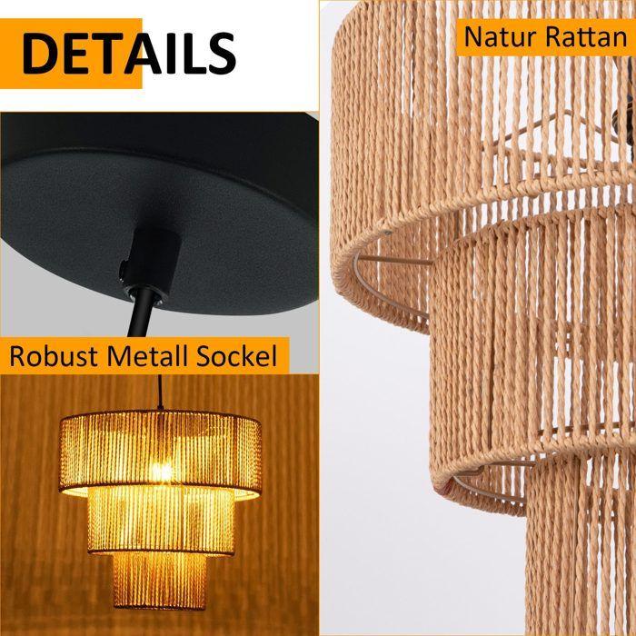 Lampe suspendue - NETTLIFE - Bohème Ø35 cm - Noir - 1 ampoule E27 - Style scandinave