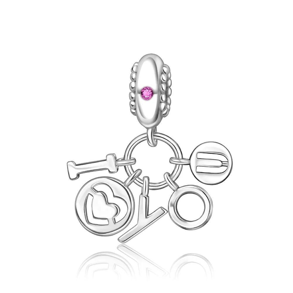 New 925 Silver Mother's Day Themed Love Family Crown Pendant Beads fit Original Bracelets Necklaces DIY Jewelry Gifts