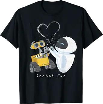 WallE Eve Sparks Fly Portrait Black TShirt S