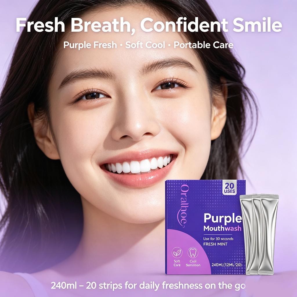 20/40 Pack Purple Mouthwash for Teeth Whitening Color Correcting Mouthwash Freshens Breath Supports Gum Health Vegan Mint Flavor