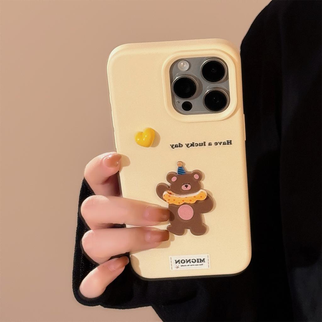 Three dimensional Love Animal Cartoon Apple 17 Mobile Phone Case 15 Niche Iphone14pro Max Suitable for 13 Soft