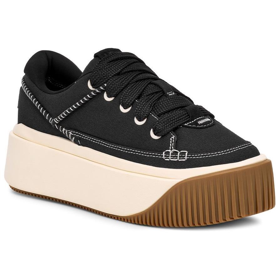 UGG Fashion Platform Fabric Commuter Versatile Simple Non-Slip Increased Height Low-Top Casual Shoes Unisex Sneaker Black 1167499-BLK