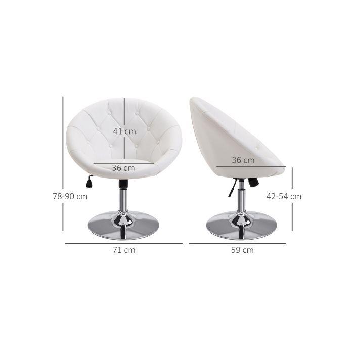 Tabouret de travail - MUVOE - Réglable en hauteur - Similicuir blanc - Acier chromé - Design contemporain