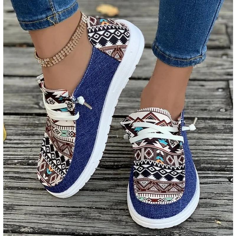 Fashion Fashion Women's Round Toe Walking Cloth Shoe Color Matching Casual Comfortable Shallow Mouth Thick Sole Sneaker Zapatos De Mujer