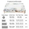 1 Piece Christmas Round And Rectangular Tablecloth, Various Sizes, Christmas Cute Snowman, Forest Pattern White Snowflake Print Pattern Tablecloth For