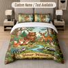 Mushroom Forest Theme Custom Text Or Name 3Pcs Bedding Set 1 Flat Sheet & 2 Pillowcases Personalized Home Bedding