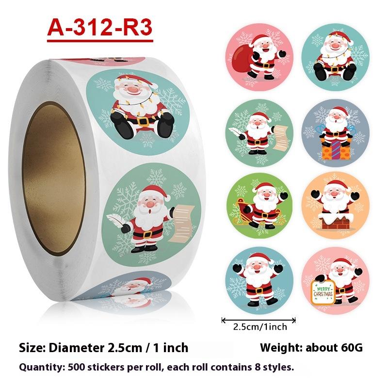 500Pcs Merry Christmas Gift Stickers Santa Round Seal Labels Sticker For Gift Baking Package Envelope Stationery Decor