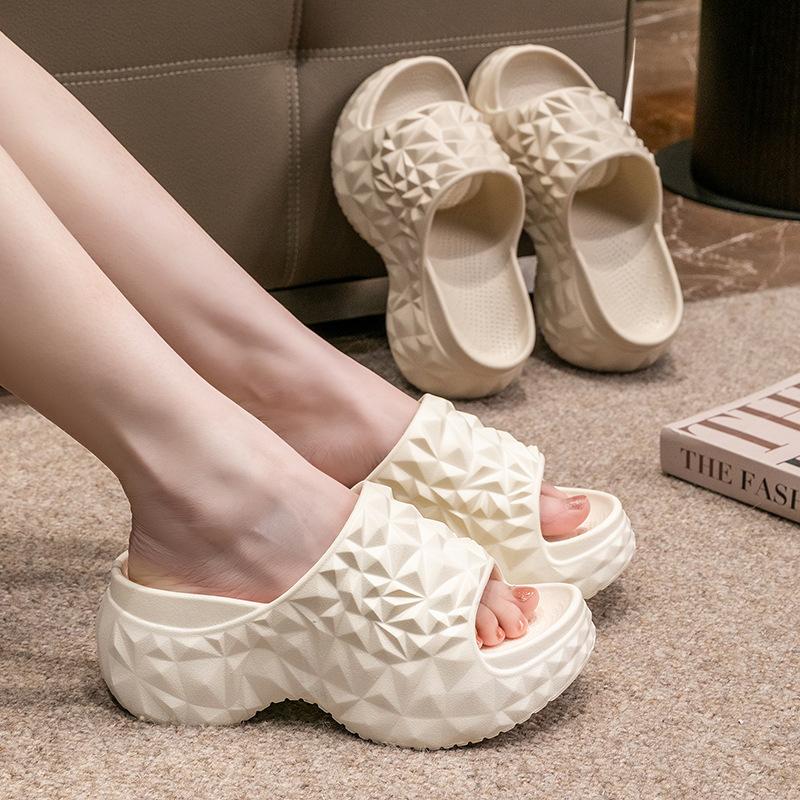Bebealy Women Sandals Durian Sandals Outdoor Platform Beach Sandals Summer Wear-resistant Nonslip Cloud Slippers Home Slides
