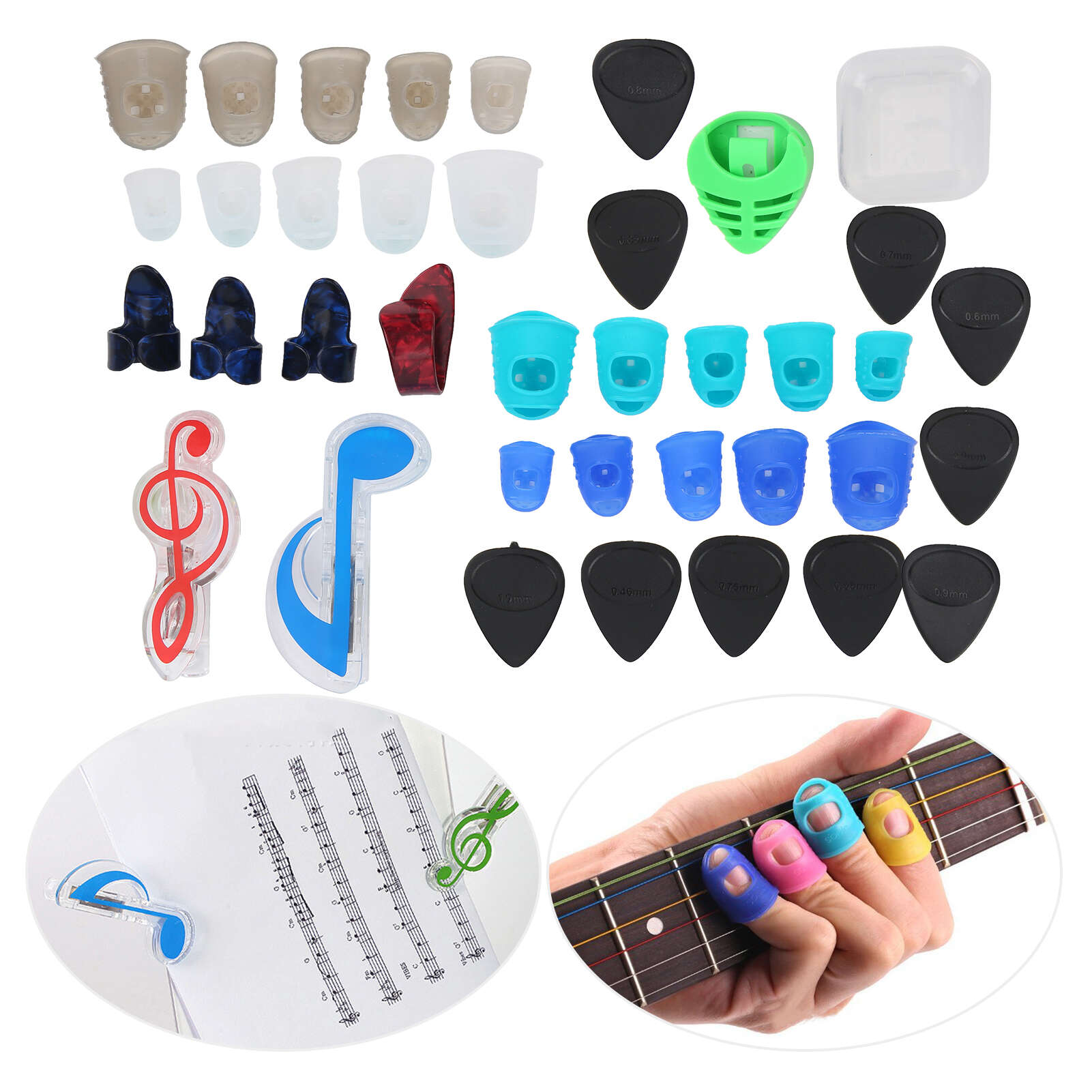 

Набор защиты пальцев для гитары, выбор музыкального зажима для страниц, аксессуар для инструмента для баса BanjoM02227