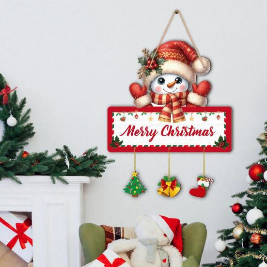 Decorative Elk Wooden Sign Christmas Winter Hanging Sign, Snowman Plaque, Festive Party Supplies Door for Holiday Home Decor Wall