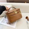 New Leather Portable Makeup Case Zipper Pulls Extra Pocket Handle Multiple Compartments Travel Skincare Toiletries Storage Bag