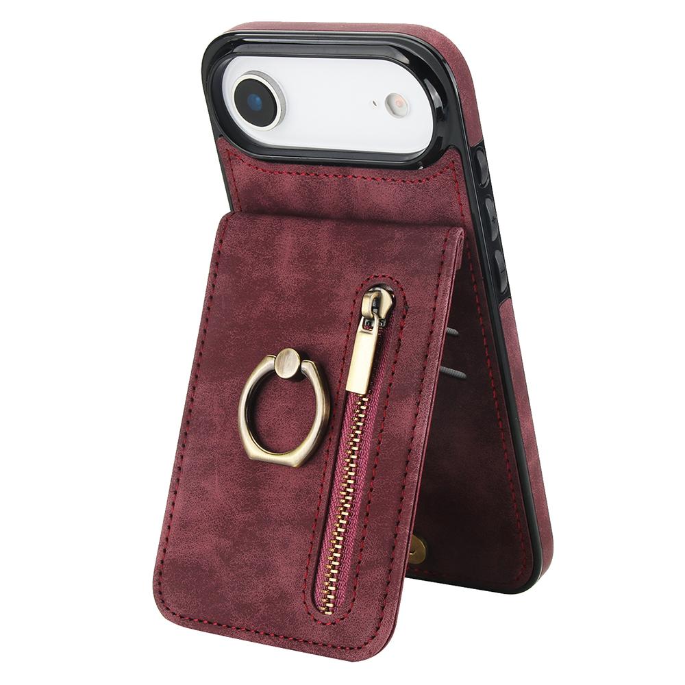 For iPhone Air Case Zipper RFID Blocking Retro Leather + TPU Phone Cover with Kickstand