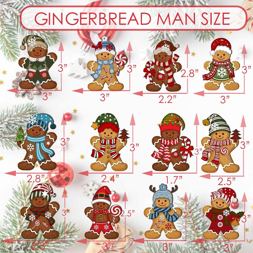 12/24pcs Gingerbread Man Wooden Pendants Christmas Tree Hanging Xmas Party Ornaments Kids DIY Tags New Year Gift Home Decoration