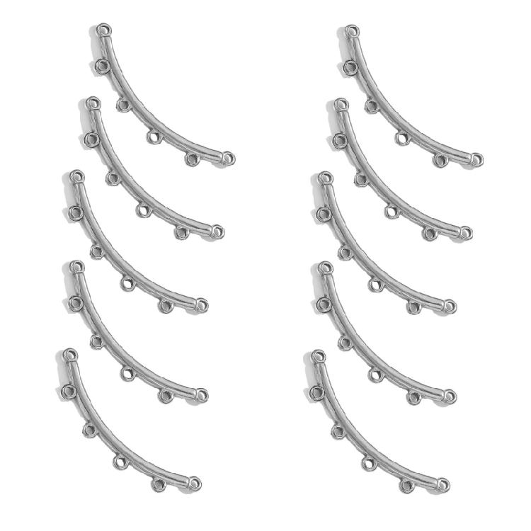 10pcs Stainless Steel Curved Connectors Elegant Porous Necklace Bracelet Clasps