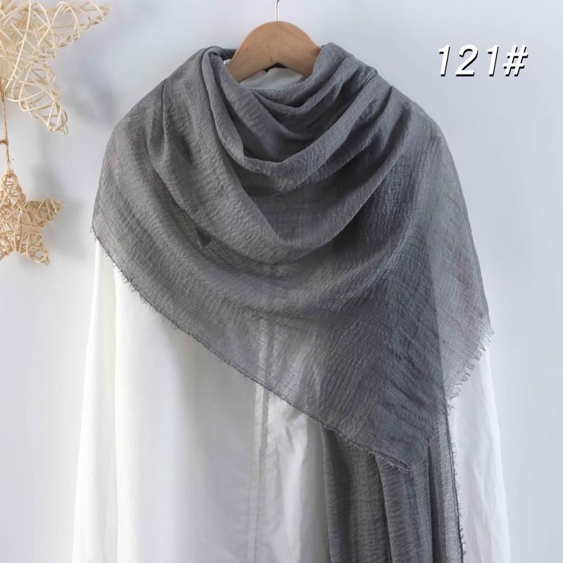 Sciarpa da donna in cotone lino seta - Per tutte le stagioni, colore unito, versatile foulard per testa e parasole