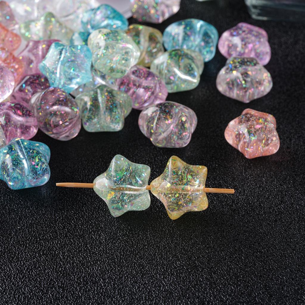 1pc 20.5x22.5mm Cute Star Crackle Beads Loose Spacer Resin Beads For Jewelry Making Charm Beads DIY Bracelets Necklaces