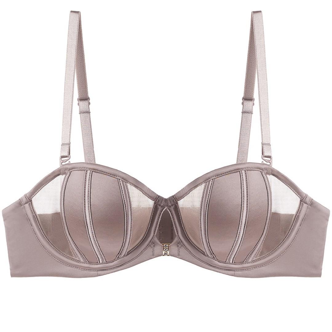 

Французское женское сексуальное тонкое бесшовное нижнее белье без бретелек, гладкое полое, для большой груди, маленькое, предотвращающее провисание, бюстгальтер-чехол 80B кофейный