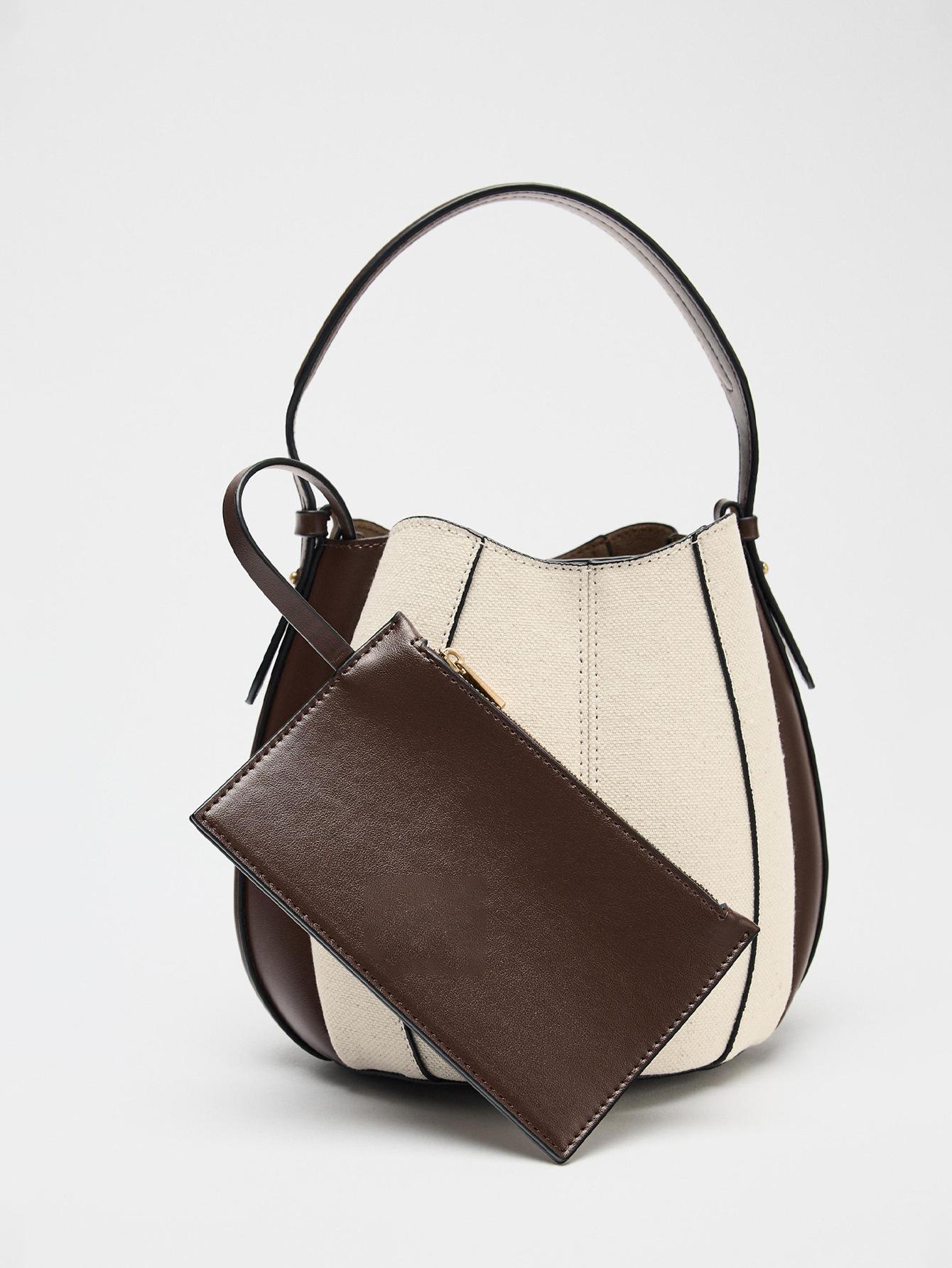 

Vintage Women Brown Bucket Bag Solid Pu Leather Sewings Handle Bag Female Crossbody Commuter Packs Versatile Lady Messenger Bag бежевый