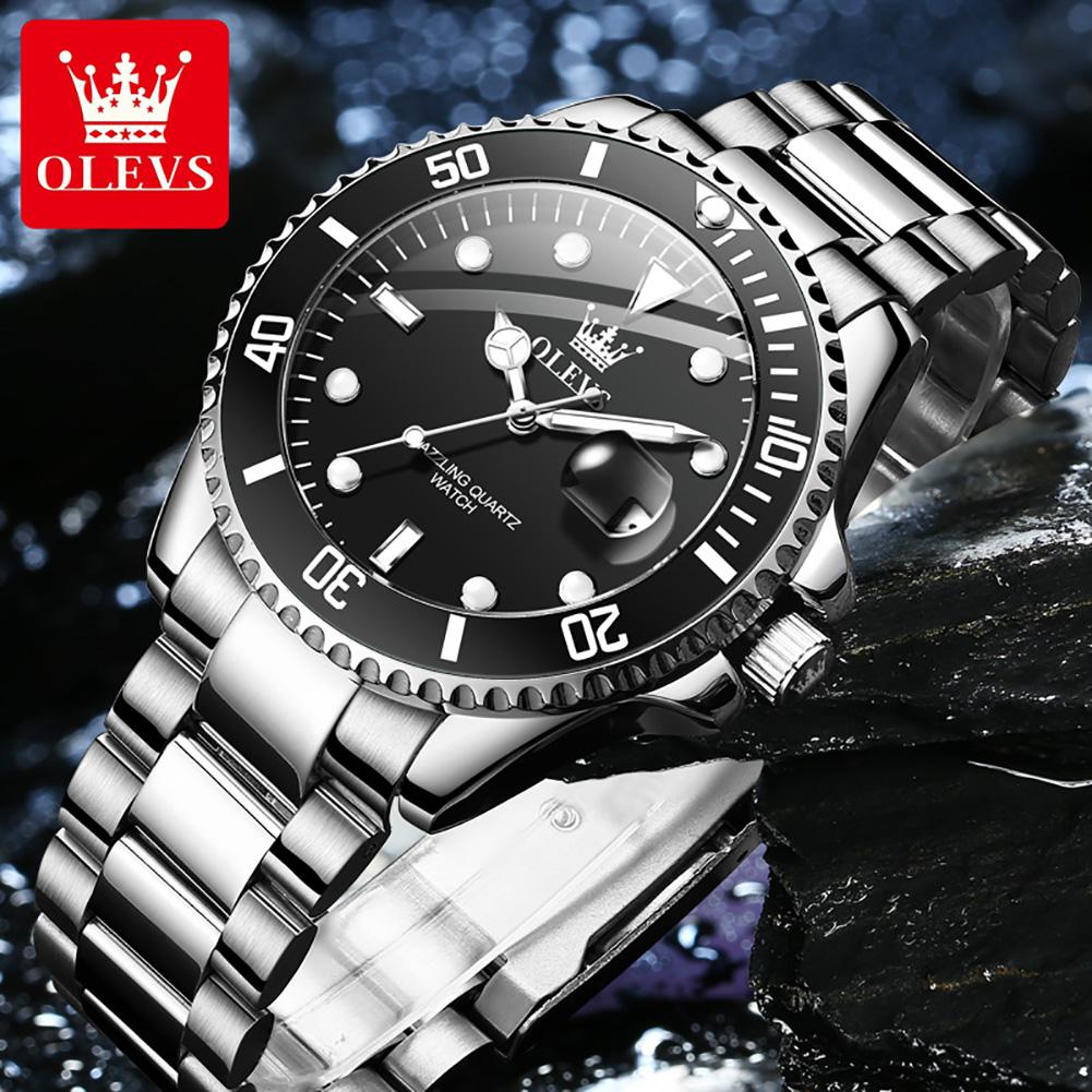 OLEVS 5885 Herrenuhr Luxus Top-Marke Einseitig drehbarer äußerer Ring Design Quarz Uhr für Männer Automatisches Datum Wasserdicht Armbanduhren